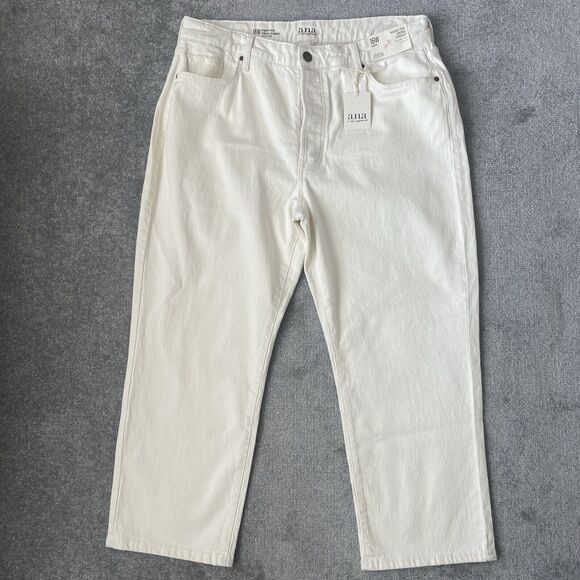 a.n.a Denim - ana Jeans Womens 16W Cream Highest Rise Vintage Straight Button Fly Stretch NEW